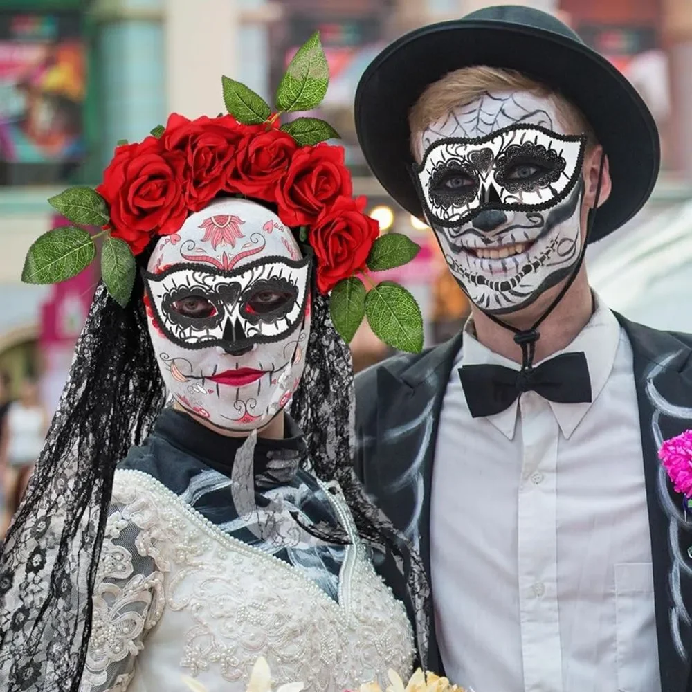 Toulite 16 pcs Halloween day of the dead costumes set for woman&men for cosplay